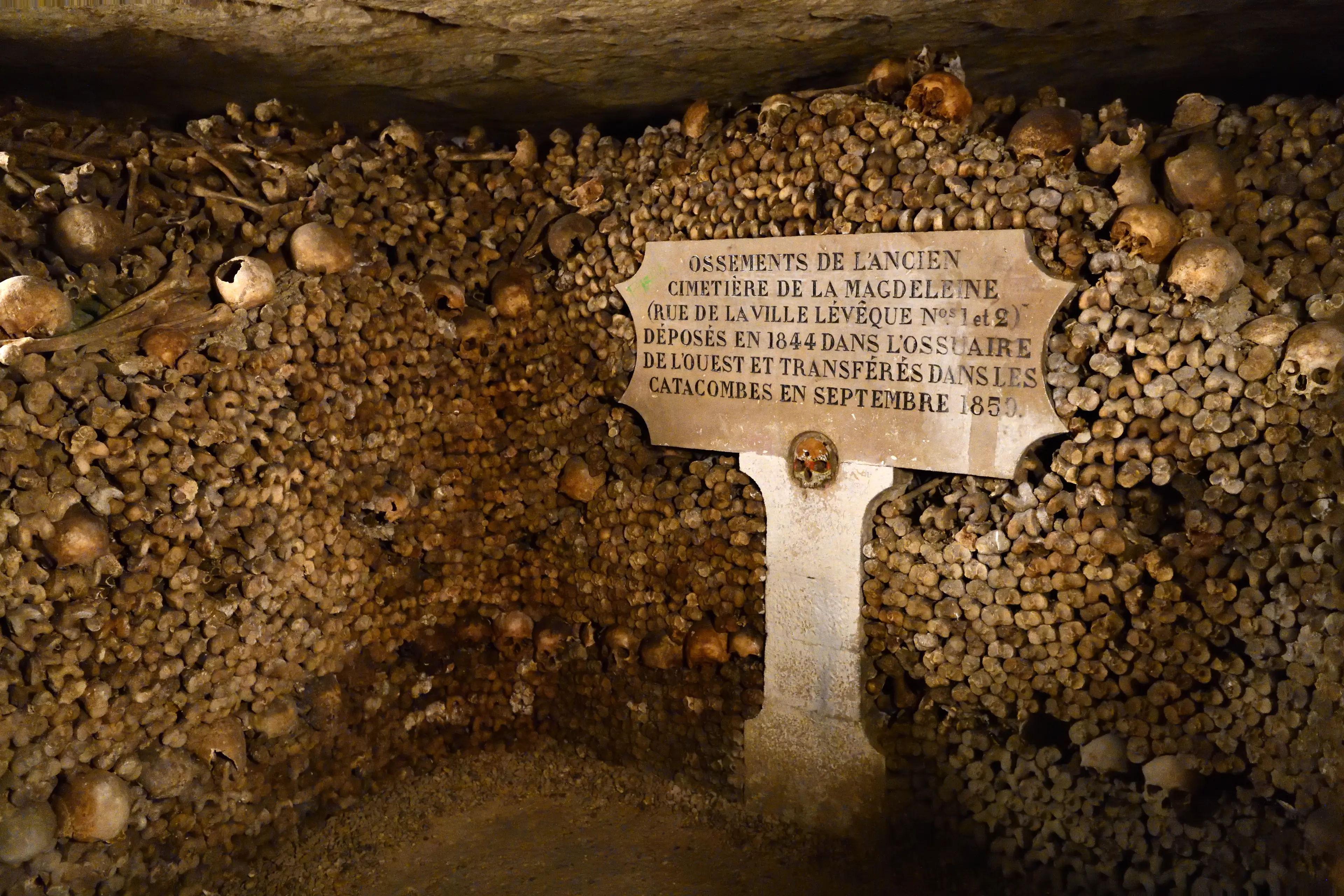 Ossuary in the catacombs of Paris. (Frédéric Soltan/Corbis via Getty Images)