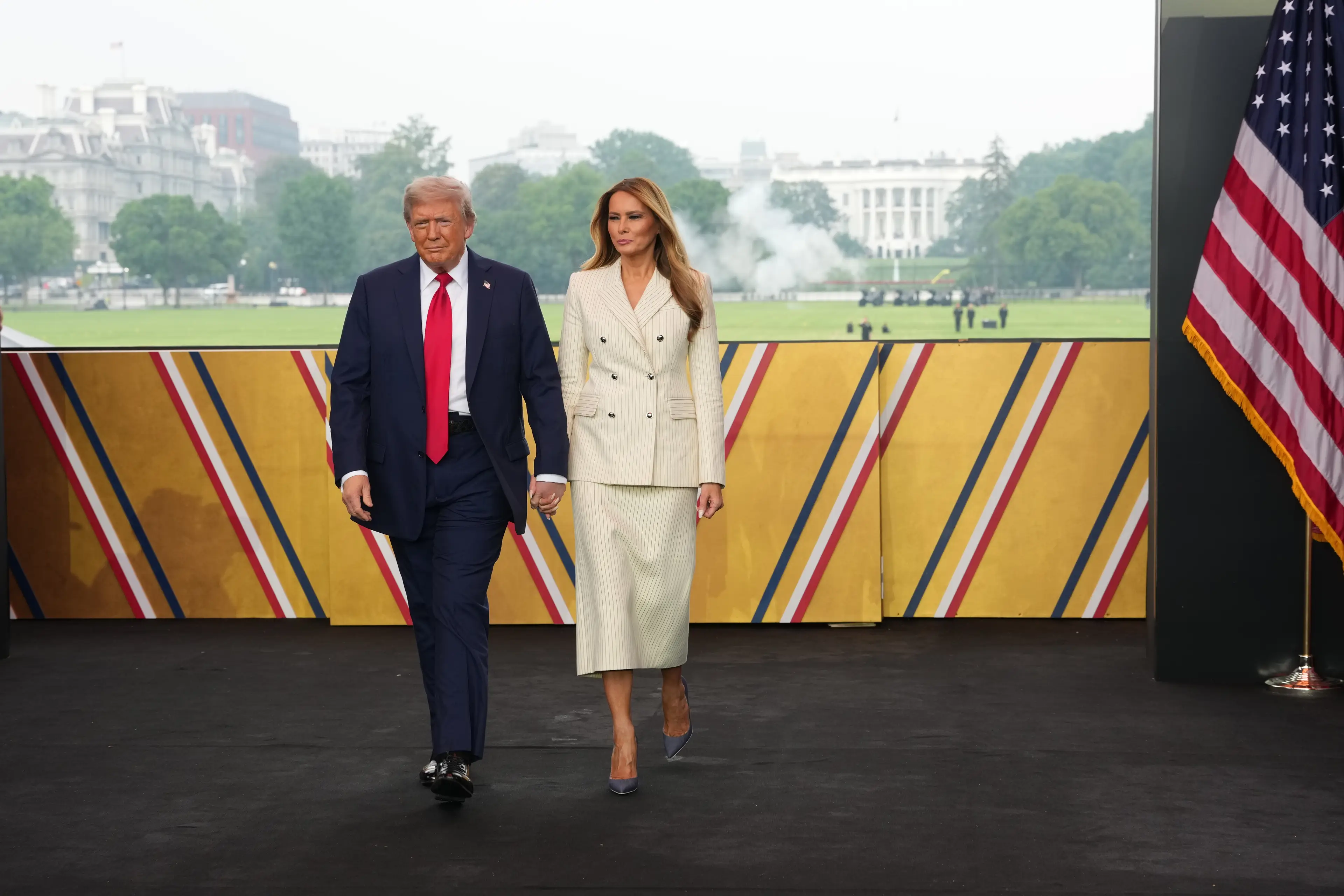 Critics debated if it was really the FLOTUS at the military parade in June 2025 (DOUG MILLS/POOL/AFP via Getty Images)