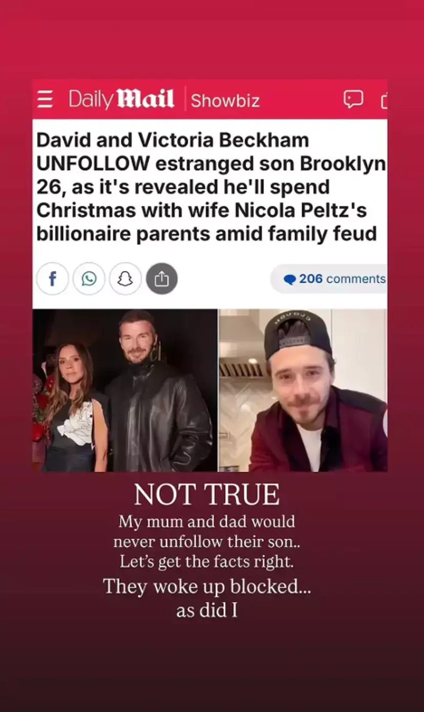 Cruz Beckham confirmed his parents did not 'unfollow' his brother on social media (Instagram/cruzbeckham)