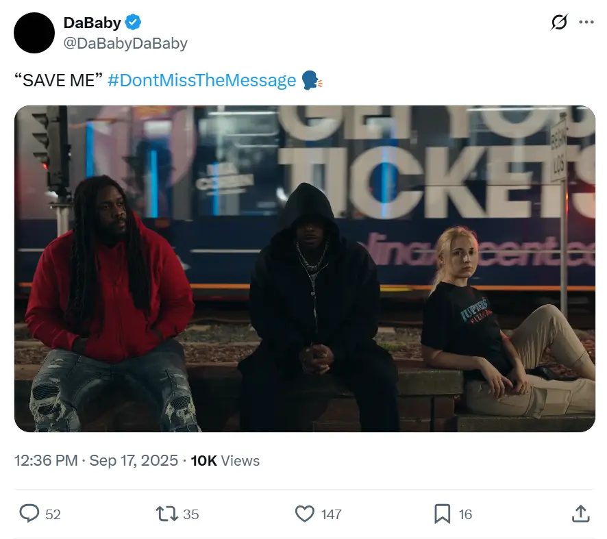 People heavily criticised the rapper for recreating the recent killing in a music video (X/@DaBabyDaBaby)