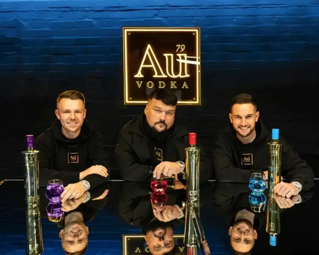 Charlie Morgan (left) pictured with his sought-after vodka brand.