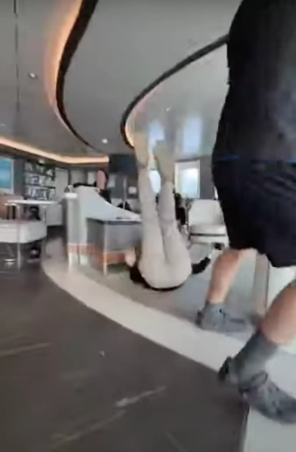 Would rather be laying down on a sun lounger than on the floor thanks to the waves personally. (Storyful)