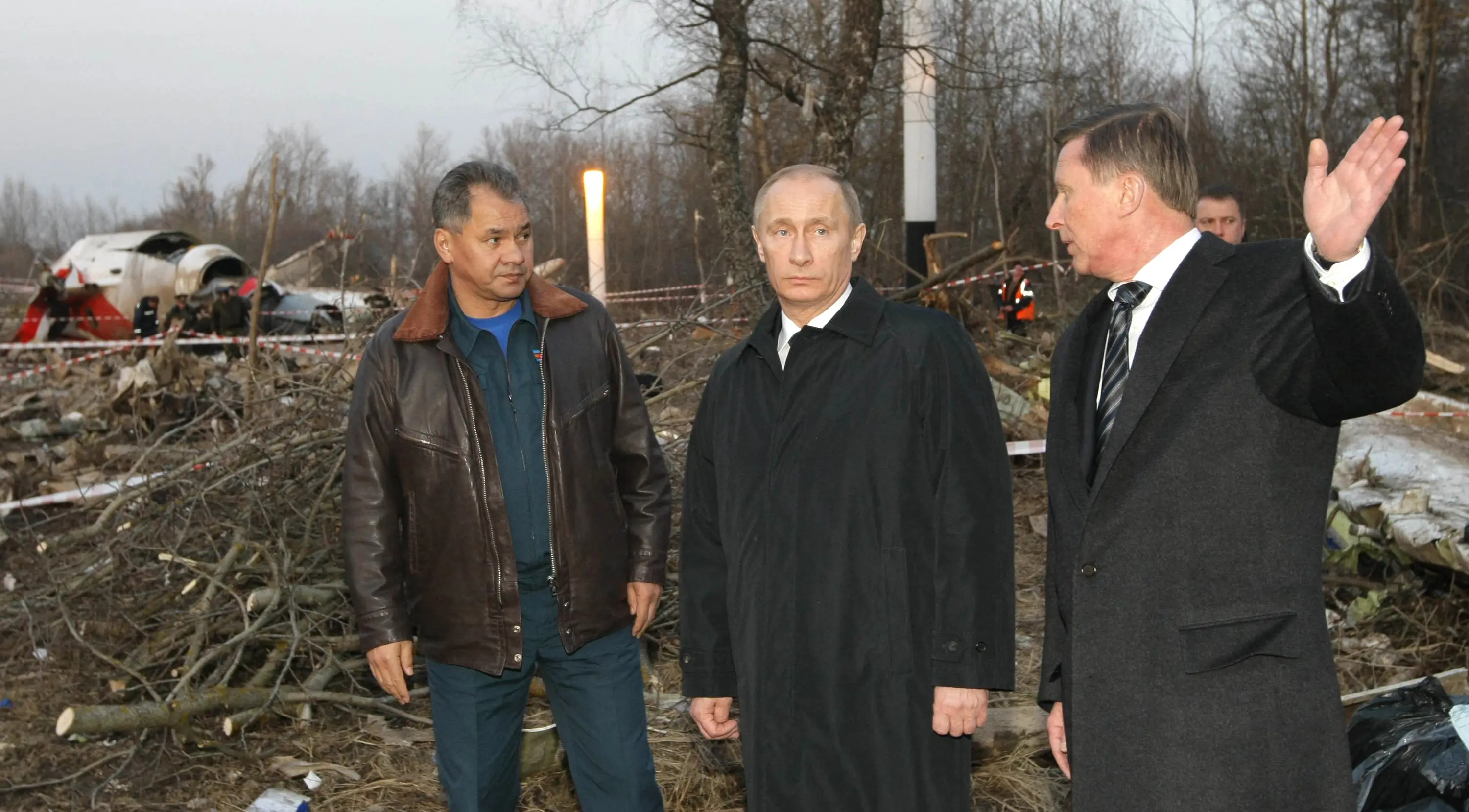Vladimir Putin, seen visiting the crash site, was Prime Minister of Russia at the time (ALEXEY NIKOLSKY/RIA NOVOSTI/AFP via Getty Images)
