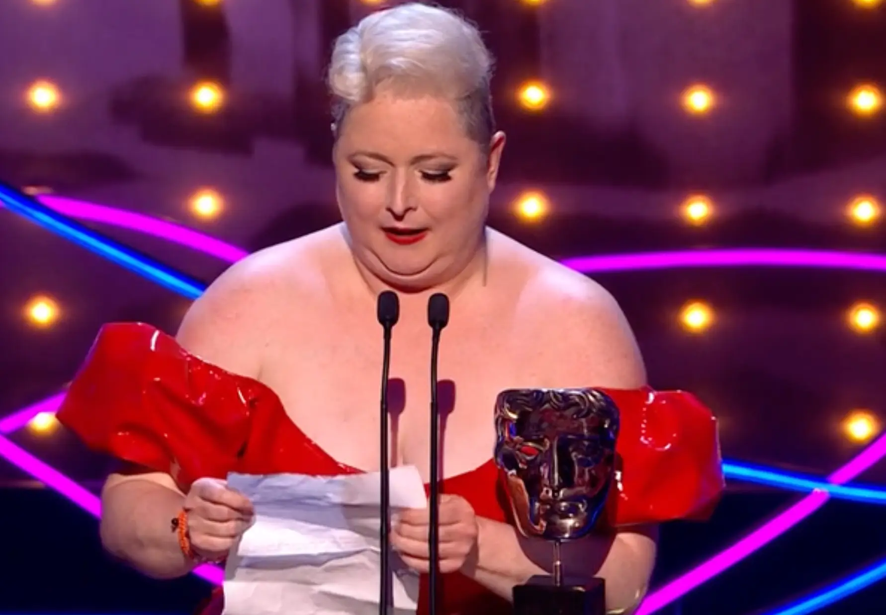 However, her message about politicians in Northern Ireland, Ireland, and the UK wasn't broadcast.