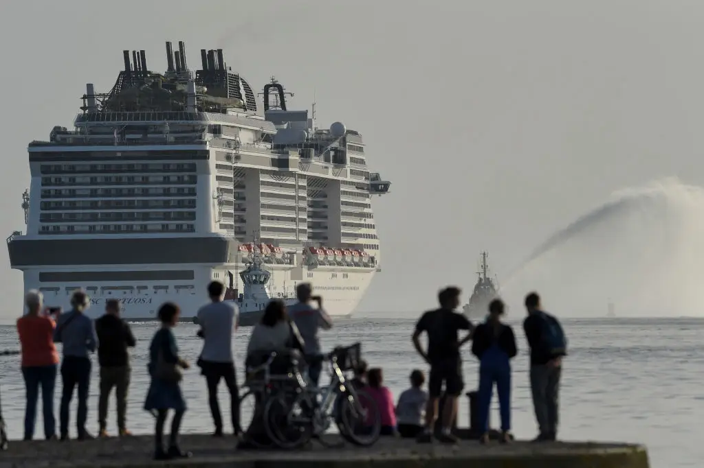 The ship has now docked in Southampton, and the woman's body was recovered by a French team in a helicopter. (SEBASTIEN SALOM-GOMIS/AFP via Getty Images)