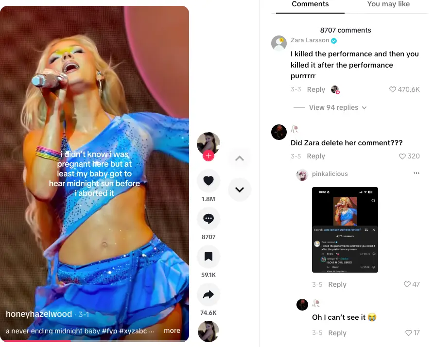 Zara Larsson's abortion joke lost her a three million dollar brand deal (TikTok)