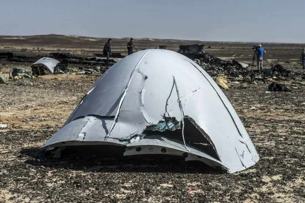 The nose of Metrojet Flight 9268 recovered in the wreckage (KHALED DESOUKI/AFP via Getty Images)
