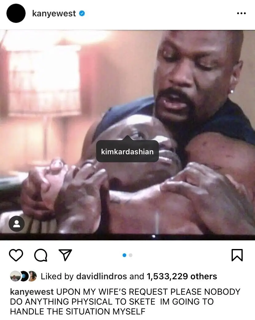 Kanye West has recently taken aim at Davidson, who is now dating his ex-wife Kim Kardashian, in a number of posts in which he appeared to refer to the comedian as ‘Skete' (Instagram @kanyewest).