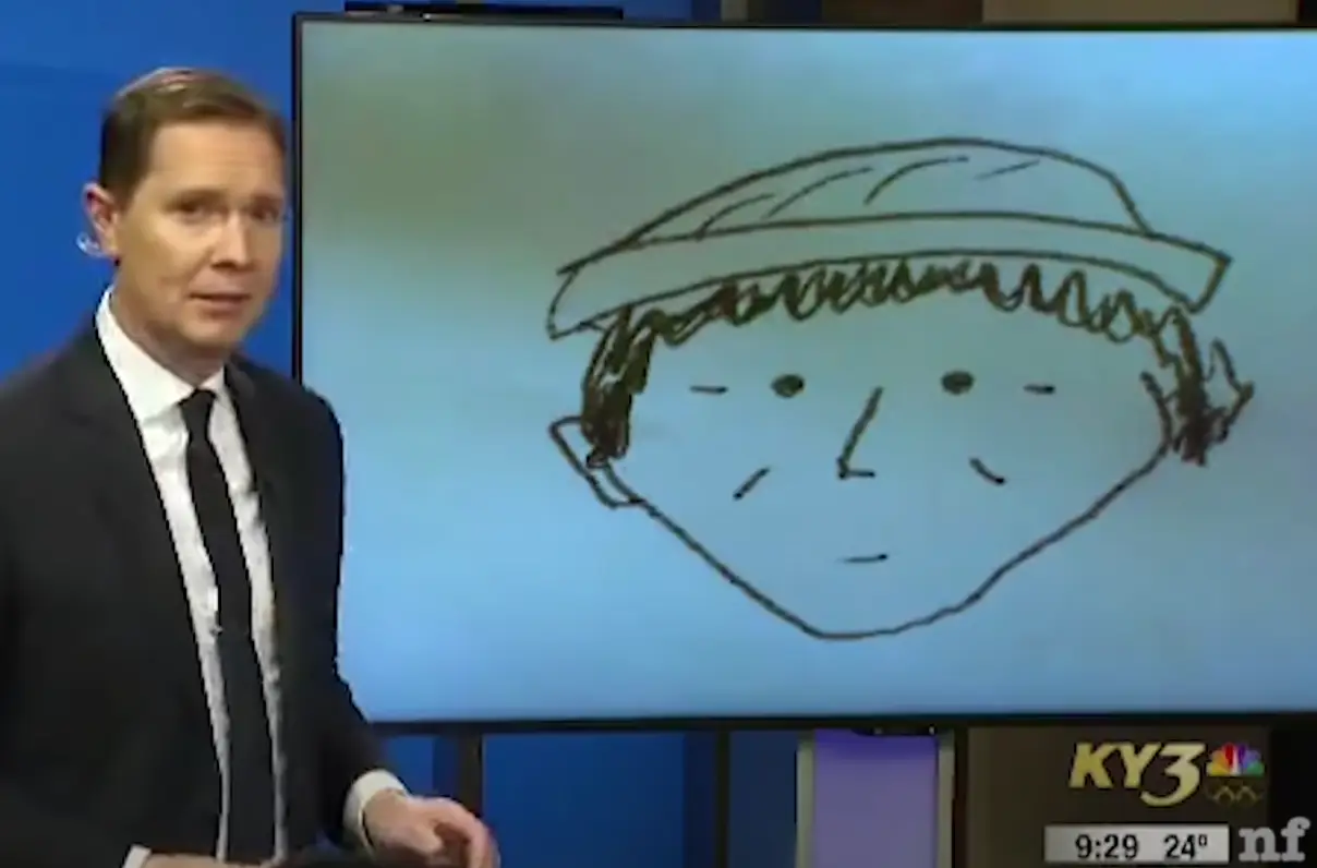 The news reporter comically looked at the camera, not knowing how to react.