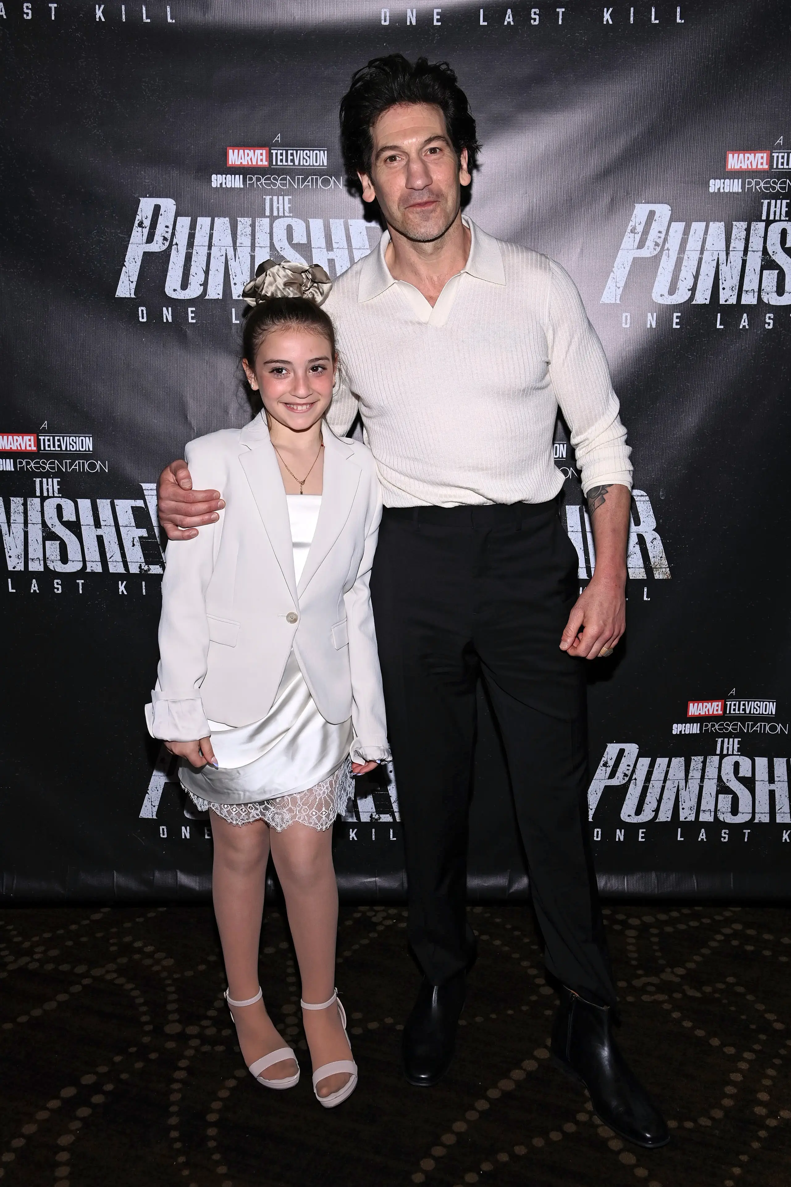 Addie and her dad Jon Bernthal at a screening event for The Punisher: One Last Kill in New York (Dave Kotinsky/Getty Images for Disney)