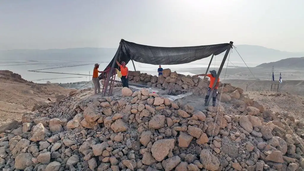 On top of the pyramid (Israel Antiquities Authority)