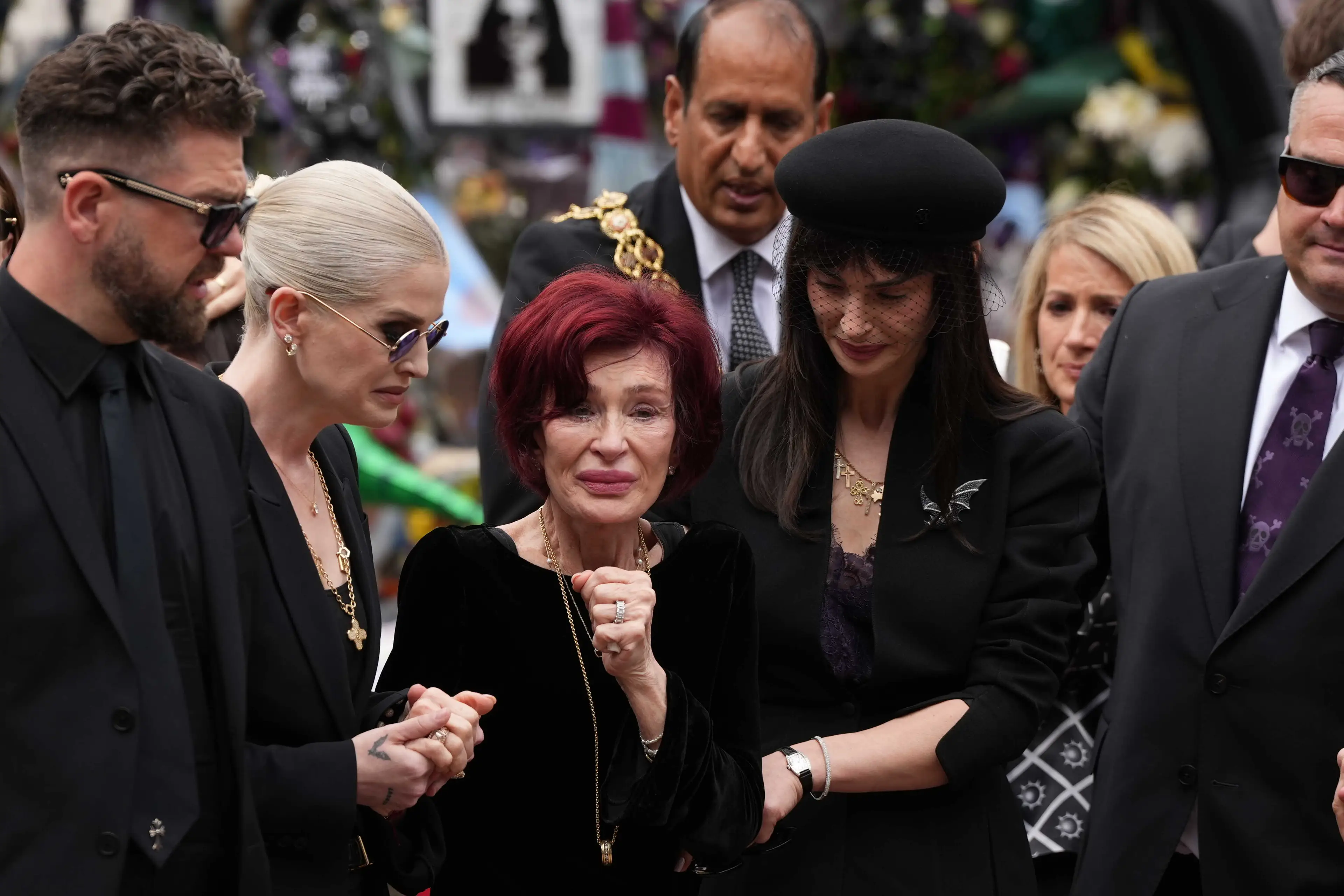 Jack, Kelly, Sharon and Aimee Osbourne seen at Ozzy's funeral last week (Loannis Alexopoulos/Anadolu via Getty Images)