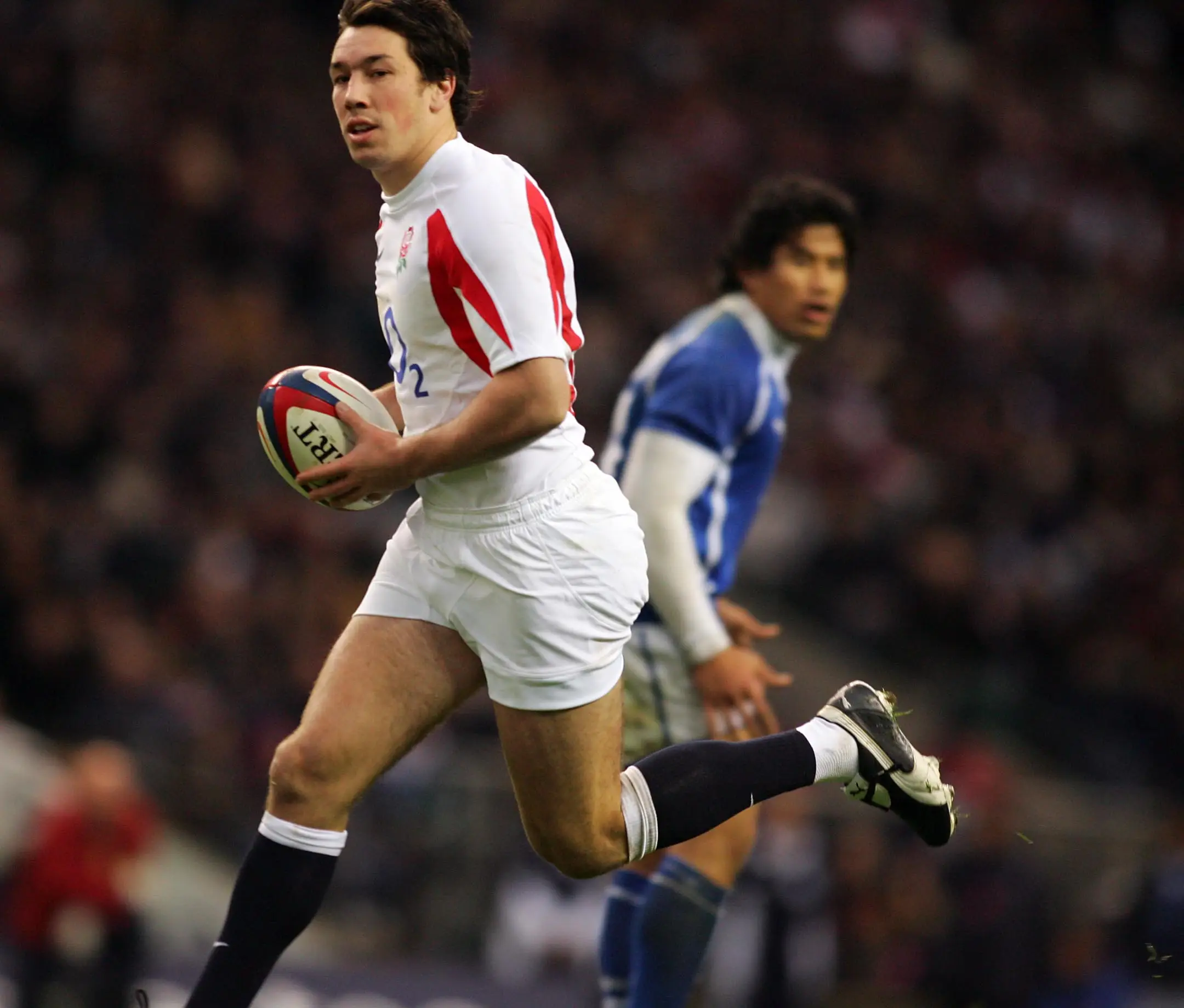 Tom Voyce, pictured in 2005 during England's 40-3 win over Samoa in which he scored two tries. (Mark Leech/Offside via Getty Images)