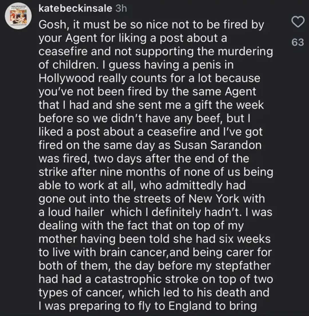 The comments have appear to have been deleted (Instagram/Kate Beckinsale)