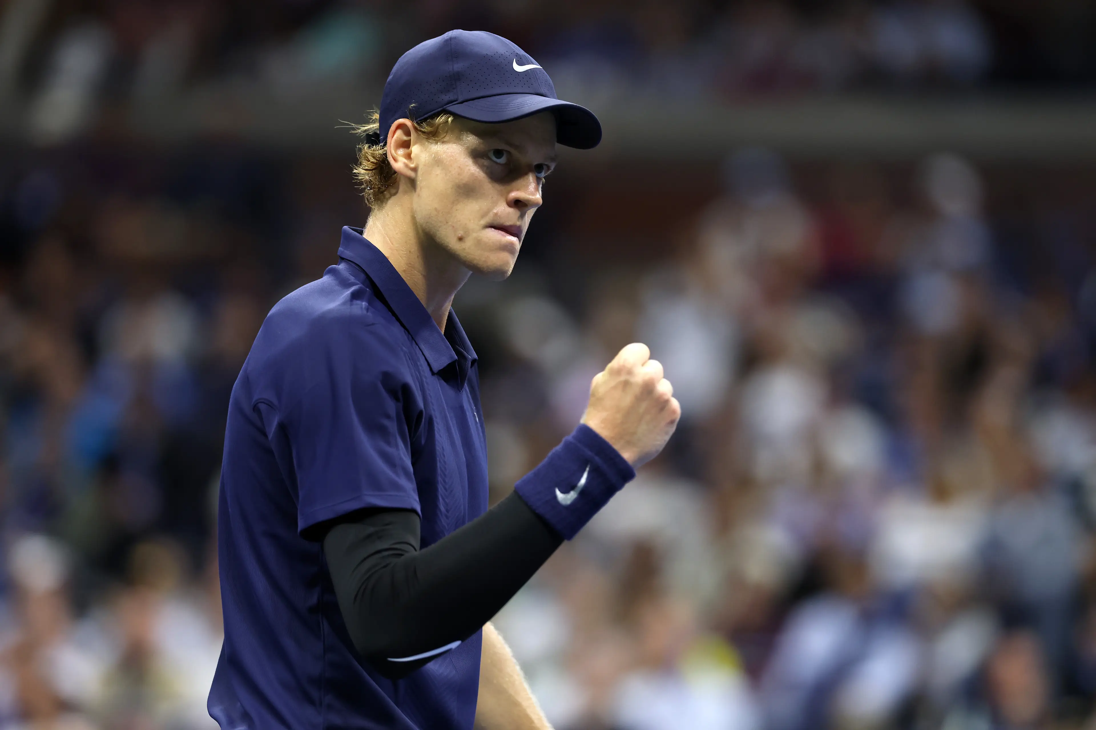 Jannik had just secured his place in the quarterfinals. (Al Bello/Getty Images)
