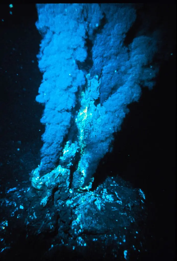 A 'Black Smoker' hydrothermal vent spews hot volcanic material into the Atlantic Ocean (Universal History Archive/Universal Images Group via Getty Images)