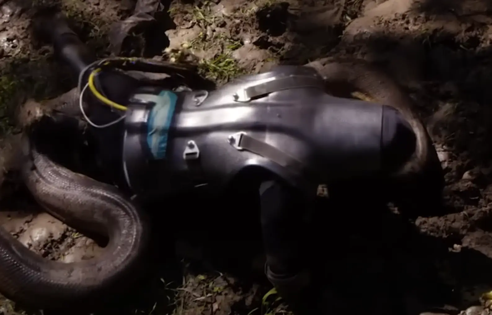 He was wearing a special outfit to stop the snake from crushing him to death (Discovery Channel)