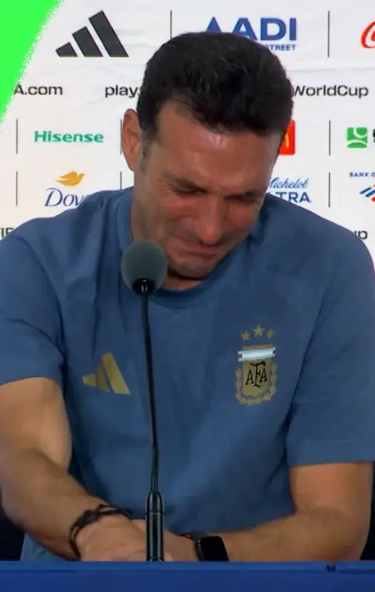 Scaloni, 48, became tearful as he spoke to the media about Argentina's epic defeat (BBC)