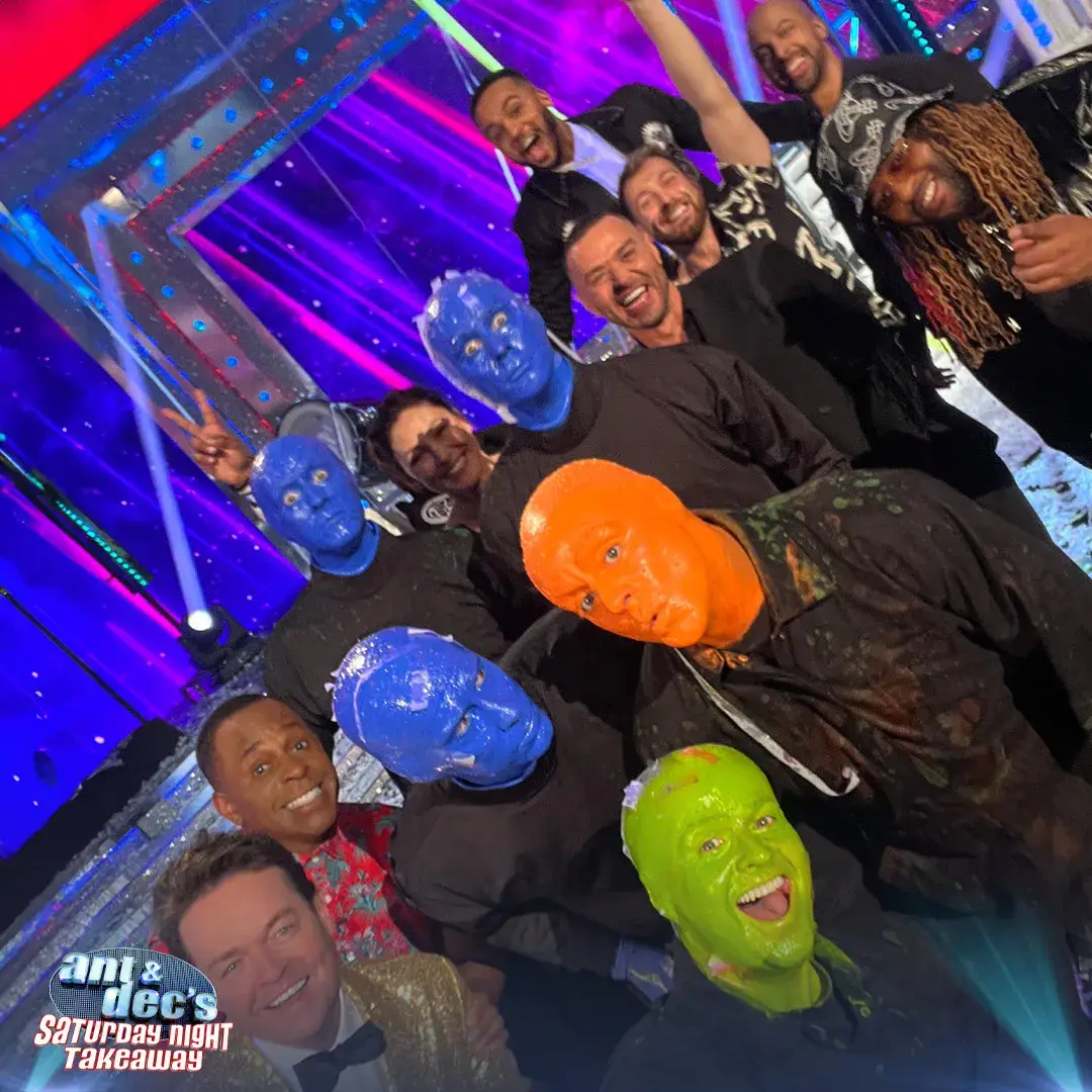 They joined the Blue Man Group on stage.