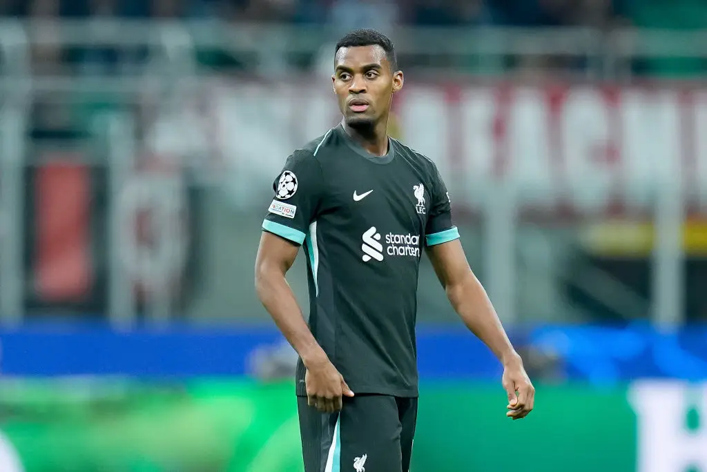 Ryan Gravenberch in action for Liverpool against AC Milan at San Siro -