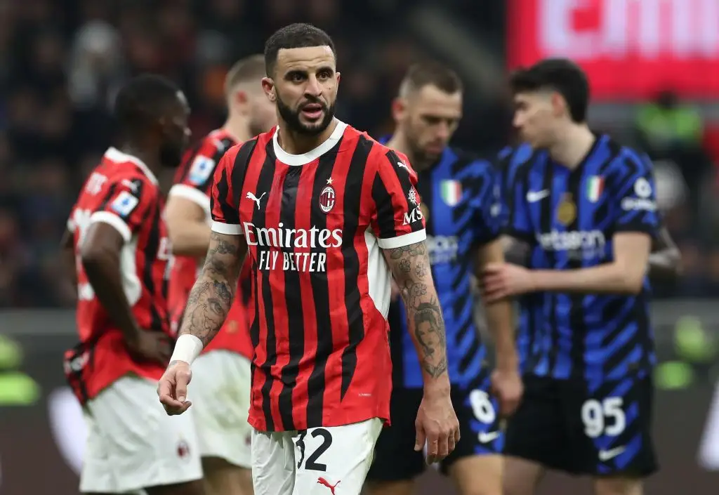 Kyle Walker made his AC Milan debut in the Milan derby (Image: Getty)