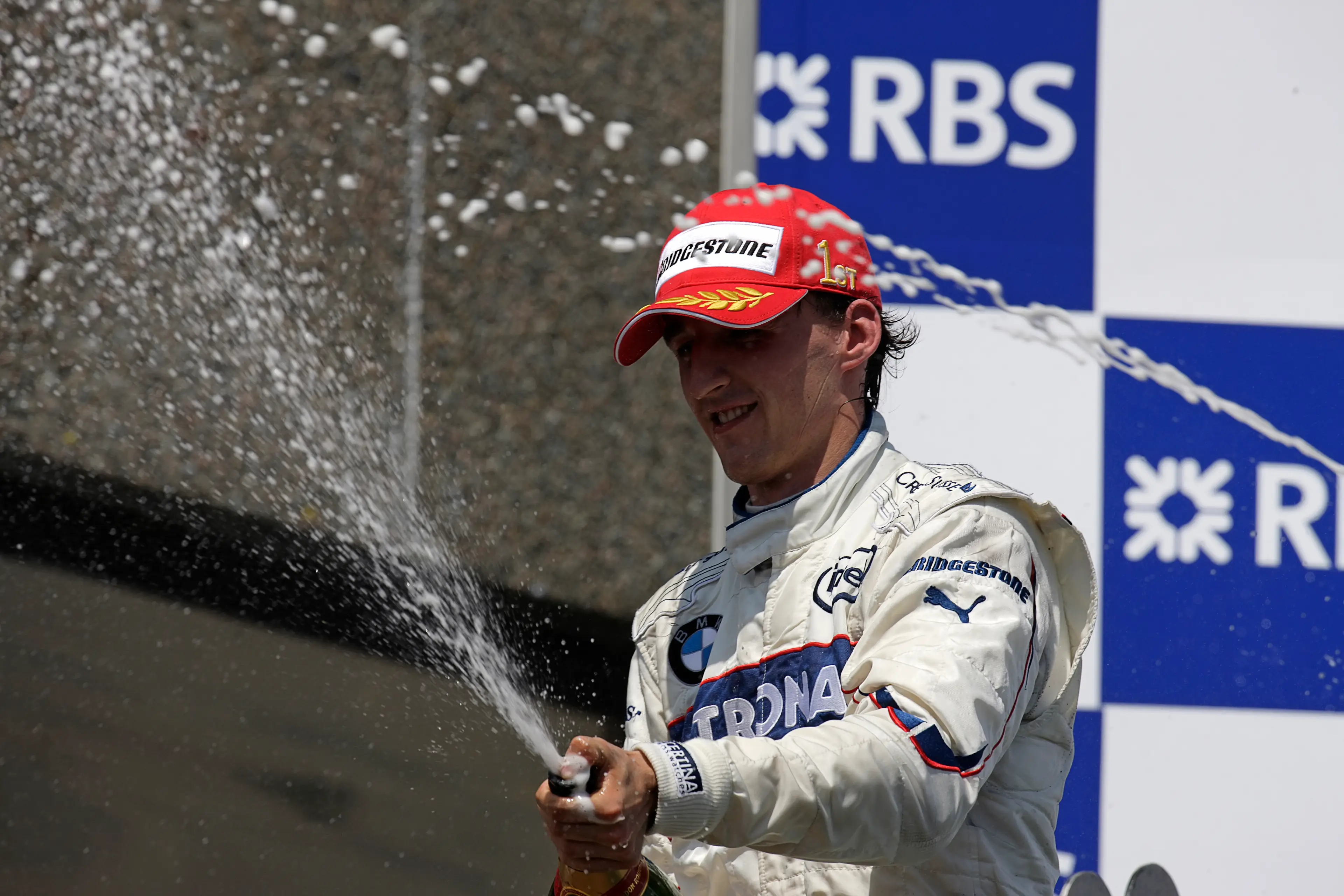 Robert Kubica after winning the 2008 Canadian Grand Prix (credit: getty)