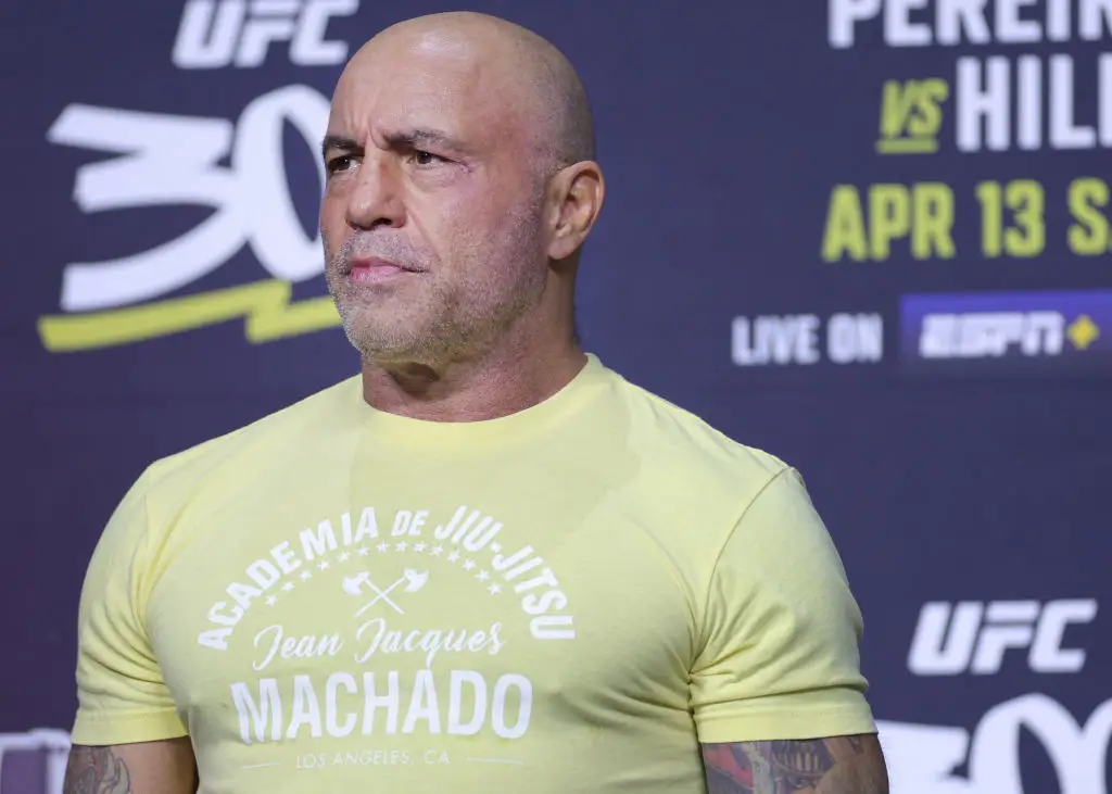 Joe Rogan at the UFC 300 weigh-ins (Image: Getty)