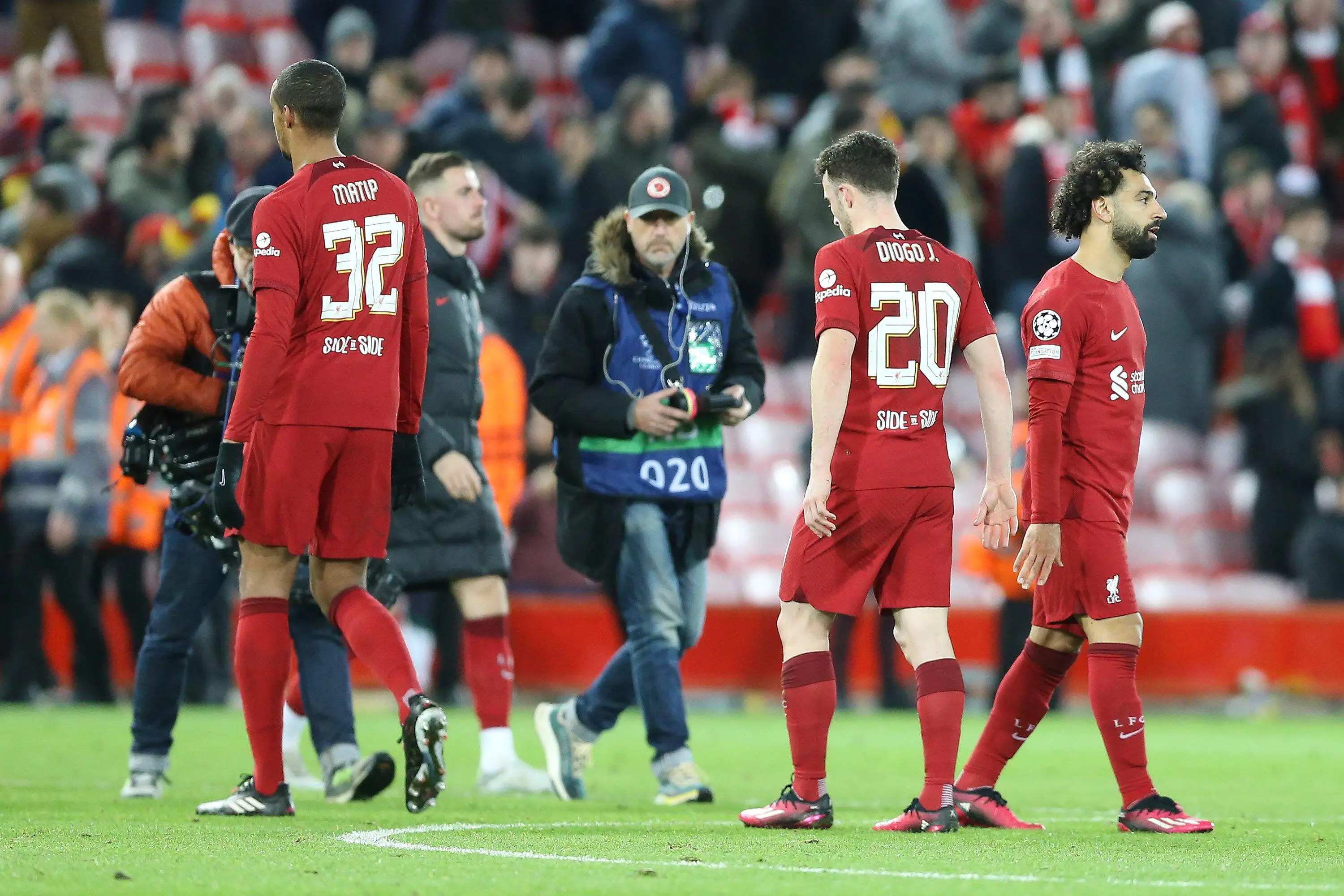 Liverpool players were dejected at the full-time whistle. (Image