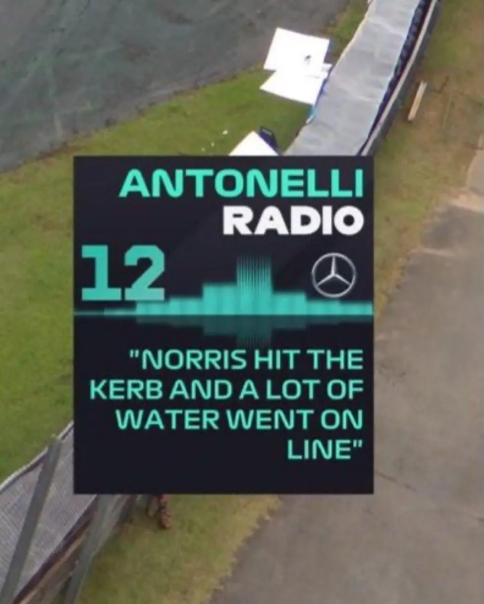 Antonelli's team radio message about Norris. Image: Sky Sports