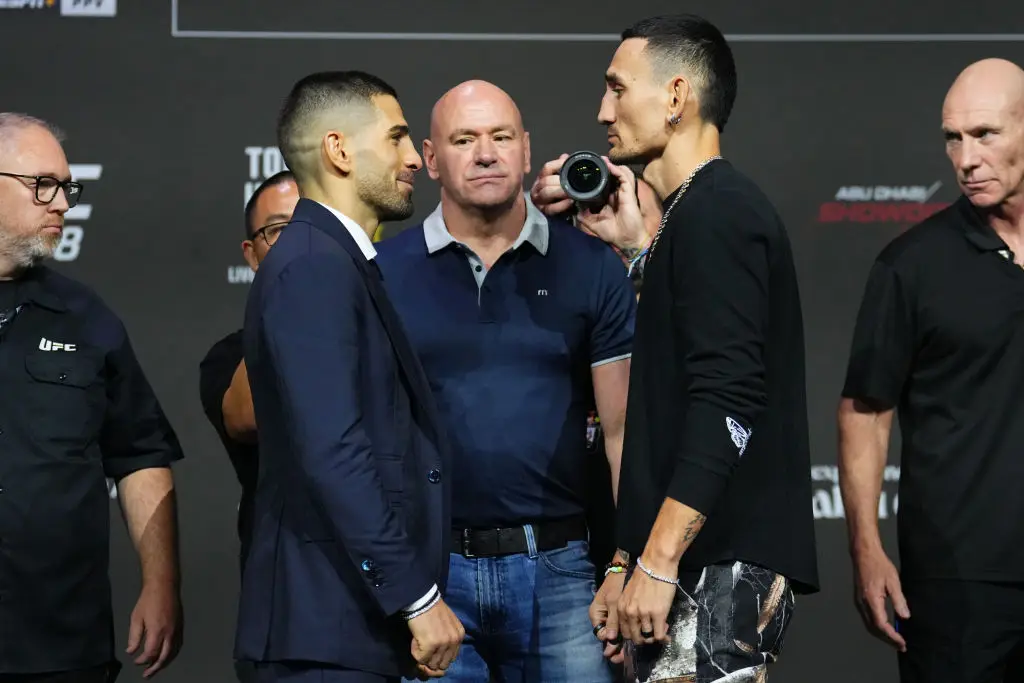 Featherweight champions Ilia Topuria will face Max Holloway in the main event of UFC 308 on Saturday. (Image: Getty)