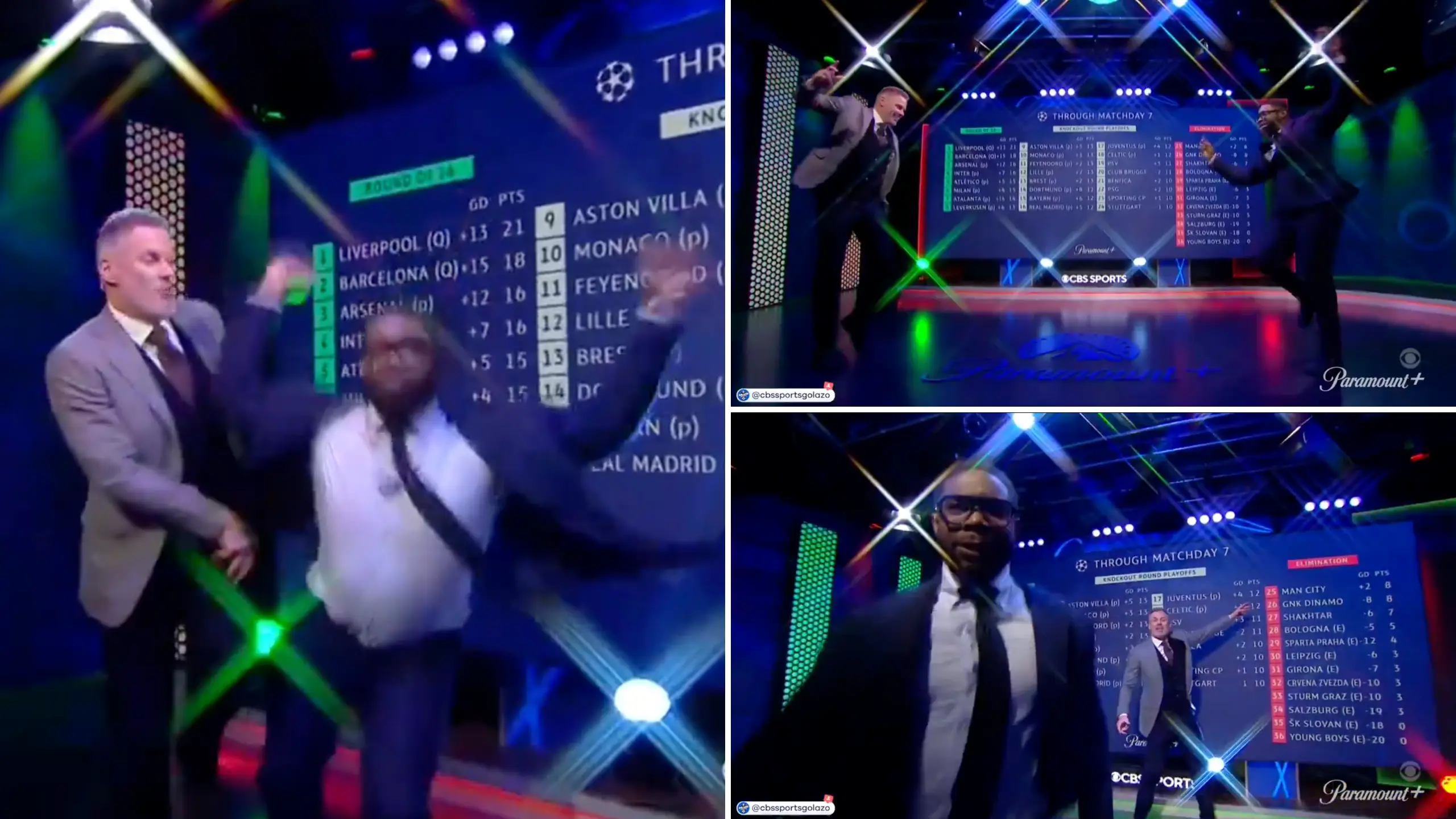 Jamie Carragher and Micah Richards delivered TV’s funniest-ever segment after the UCL games and it was carnage in the CBS studio