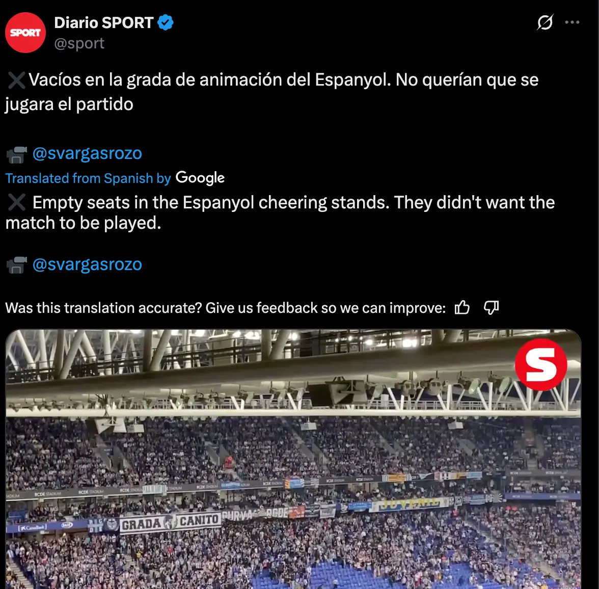 Image: SPORT/Twitter