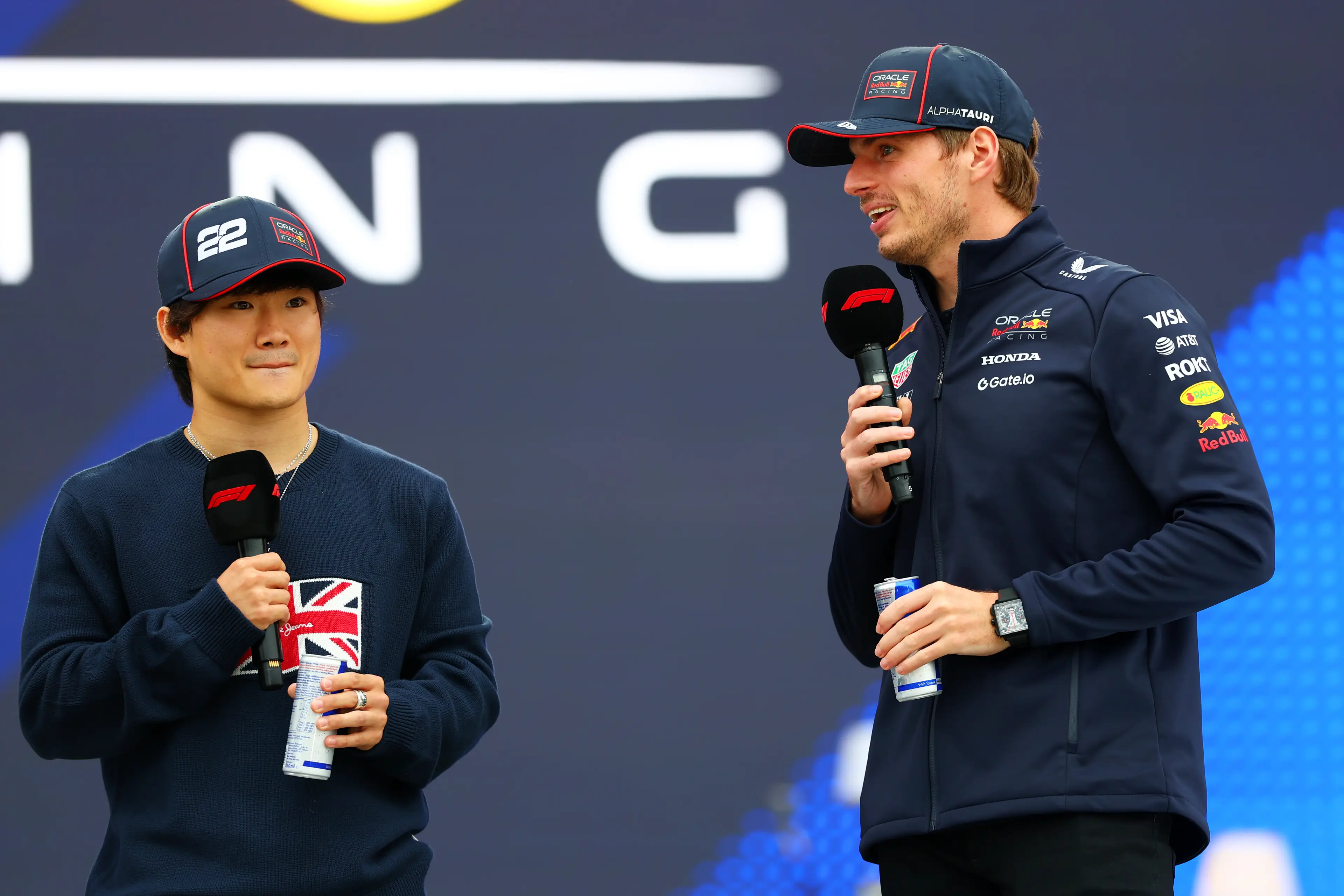 Max Verstappen and Yuki Tsunoda (Image: Bryn Lennon - Formula 1 / Contributor via Getty)