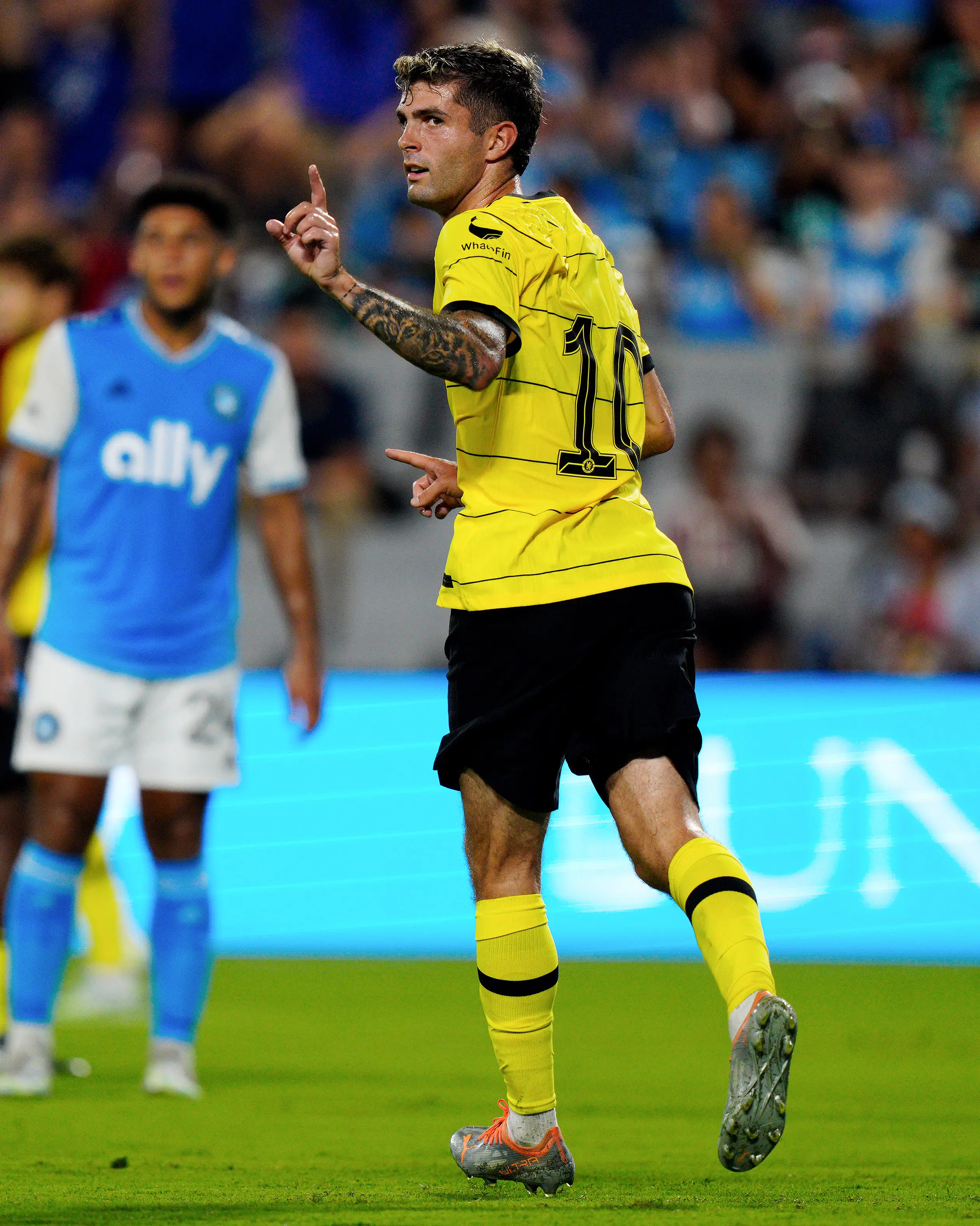 Christian Pulisic celebrating against Charlotte FC. (Chelsea FC)