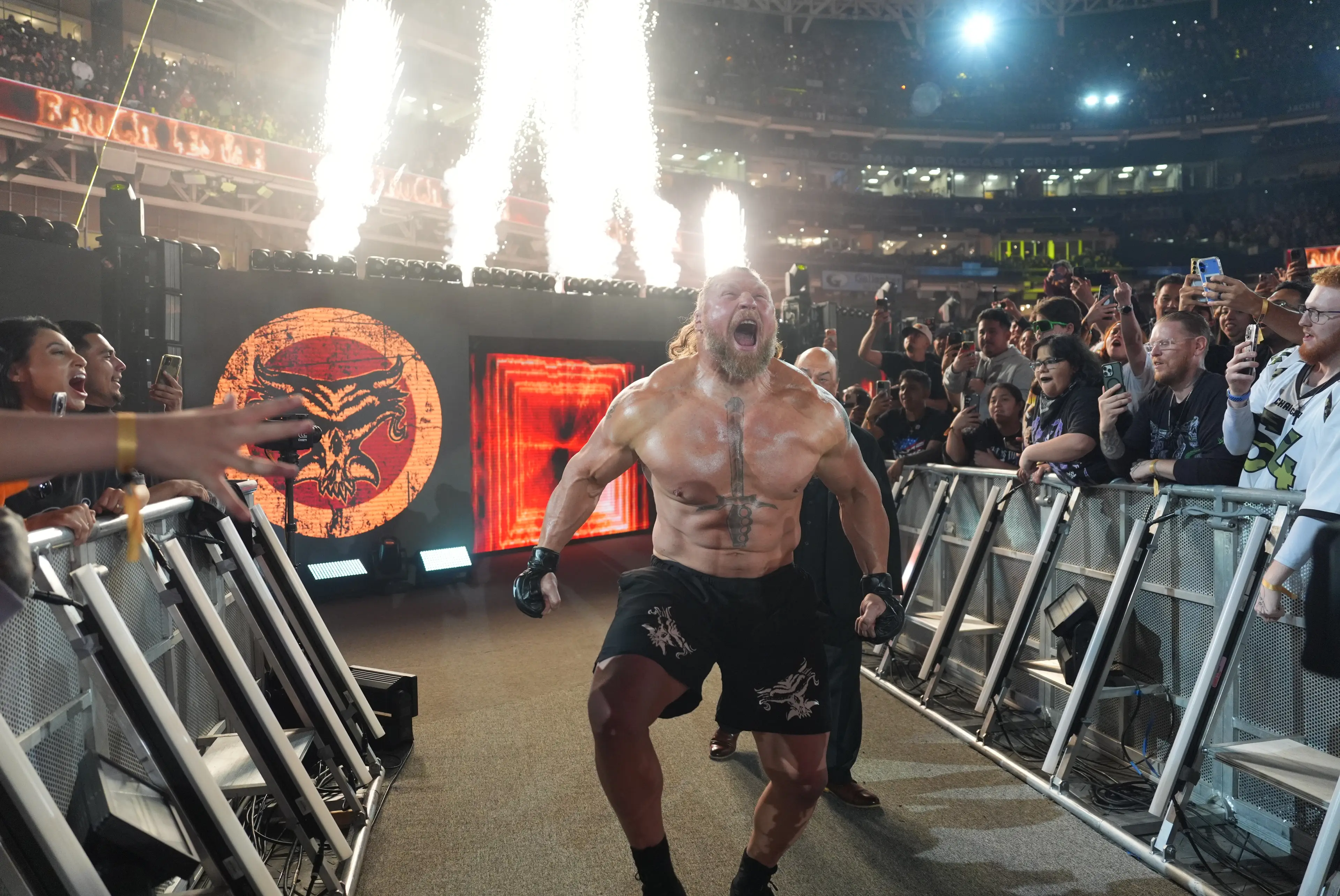 Brock Lesnar caused chaos in War Games. Image: Getty