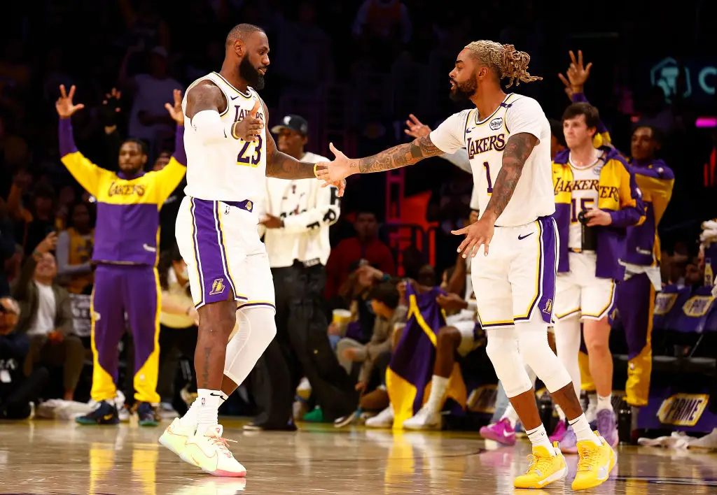 LeBron James and D'Angelo Russell in action for the LA Lakers (Credit:Getty)
