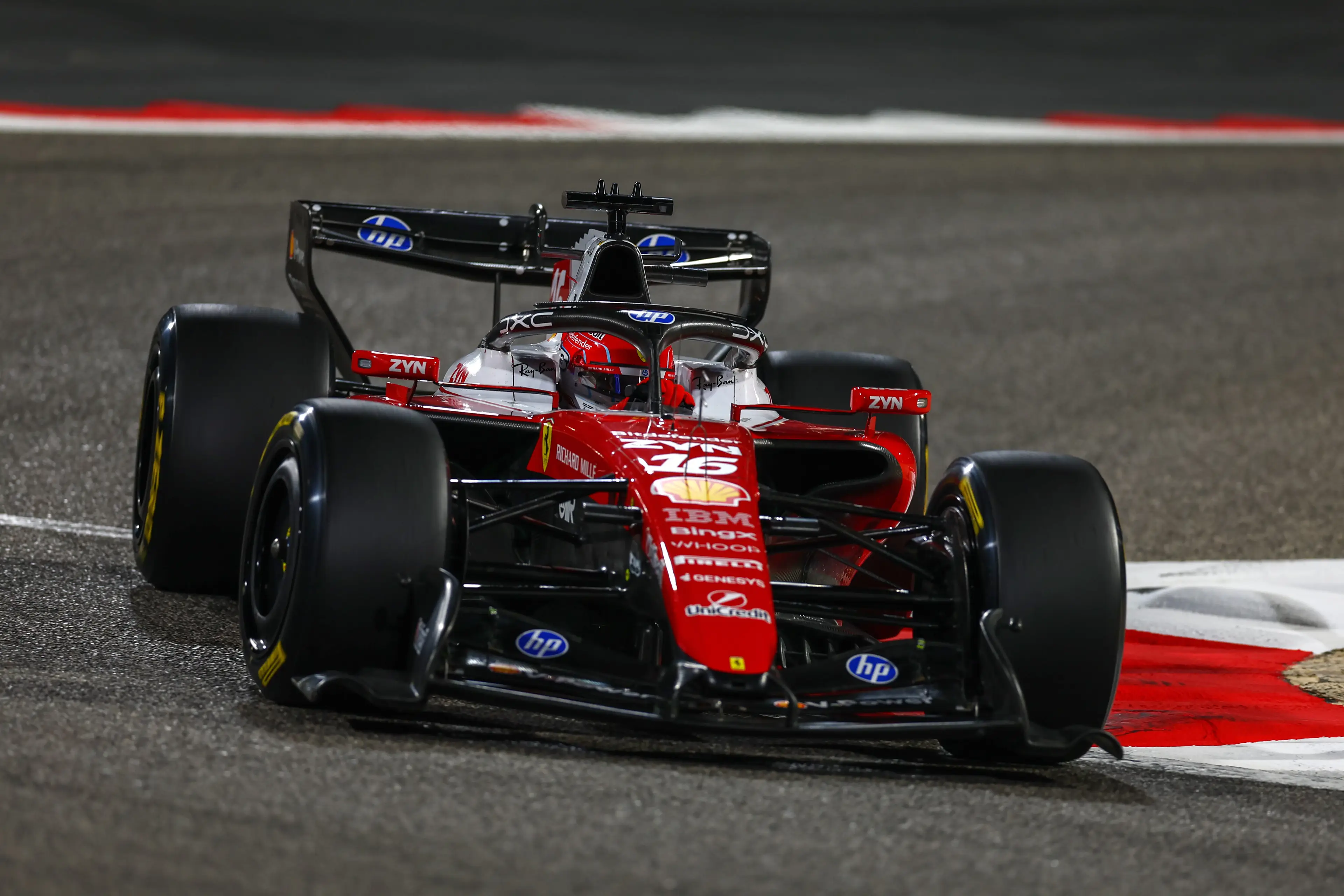 Ferrari's Charles Leclerc was fastest on day three of Bahrain testing (Image: Getty)