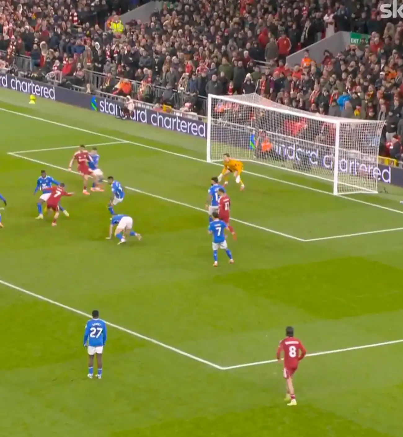 Wirtz was denied his first Premier League goal. Image credit: Sky Sports