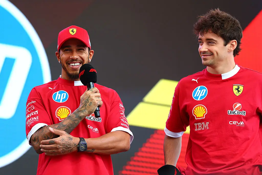 Hamilton and Charles Leclerc are contracted to Ferrari for 2026 (Image: Getty)