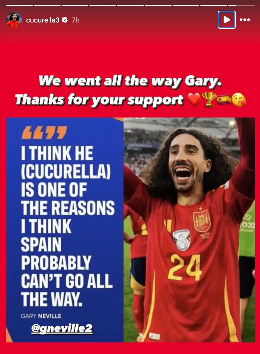 Marc Cucurella hit back at Gary Neville (Instagram: @Cucurella3)