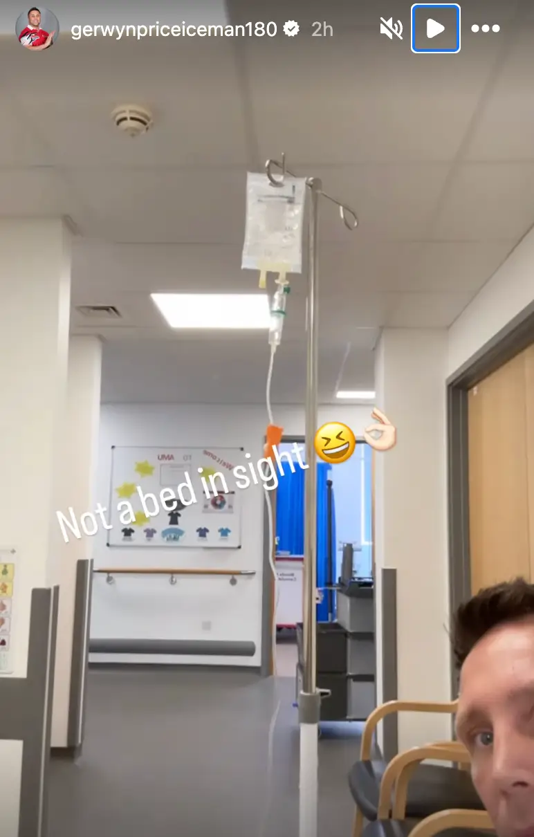 Price posted a picture from hospital on Tuesday. Image credit: Getty