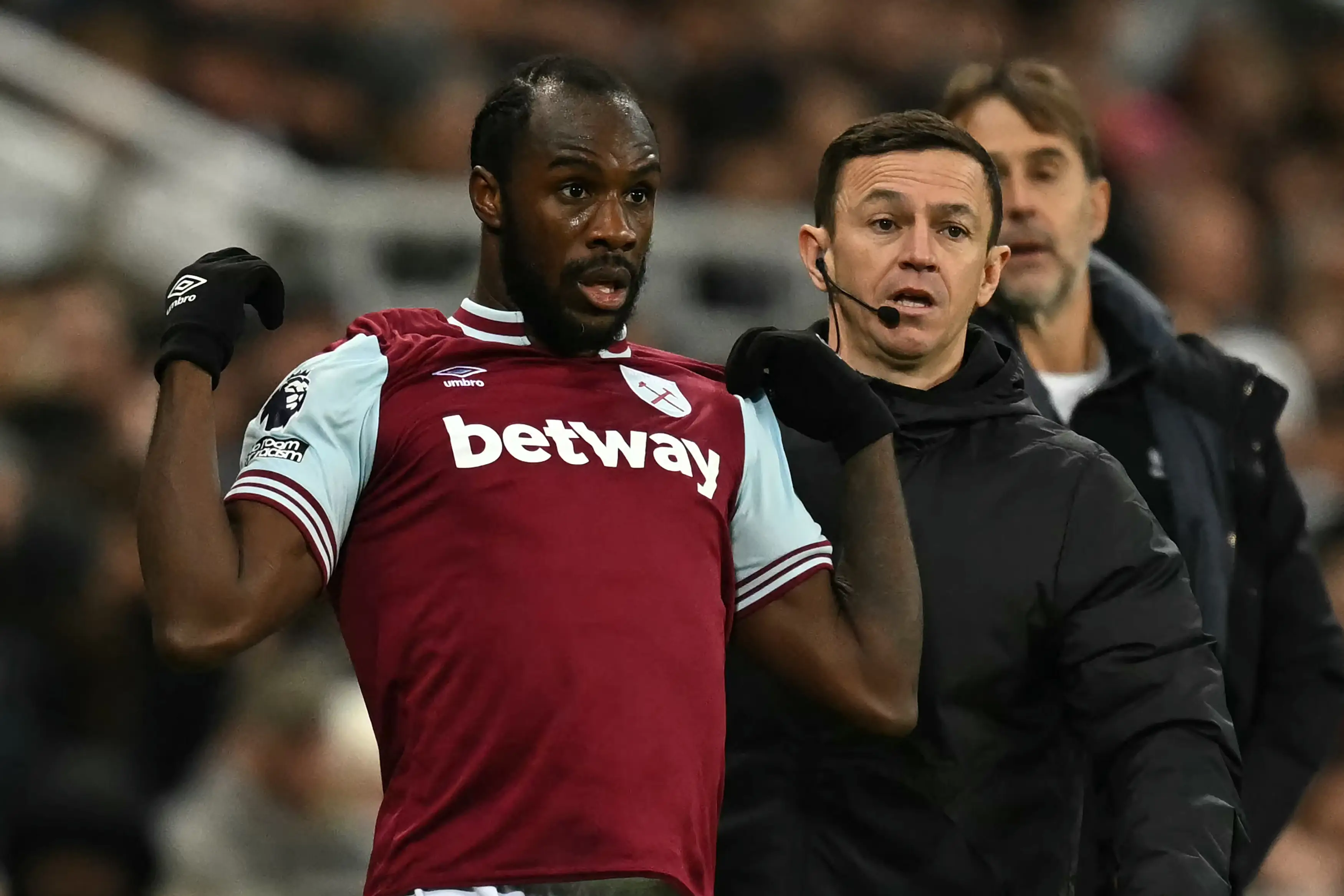 Michail Antonio was involved in a car crash on Saturday afternoon. Image: Getty