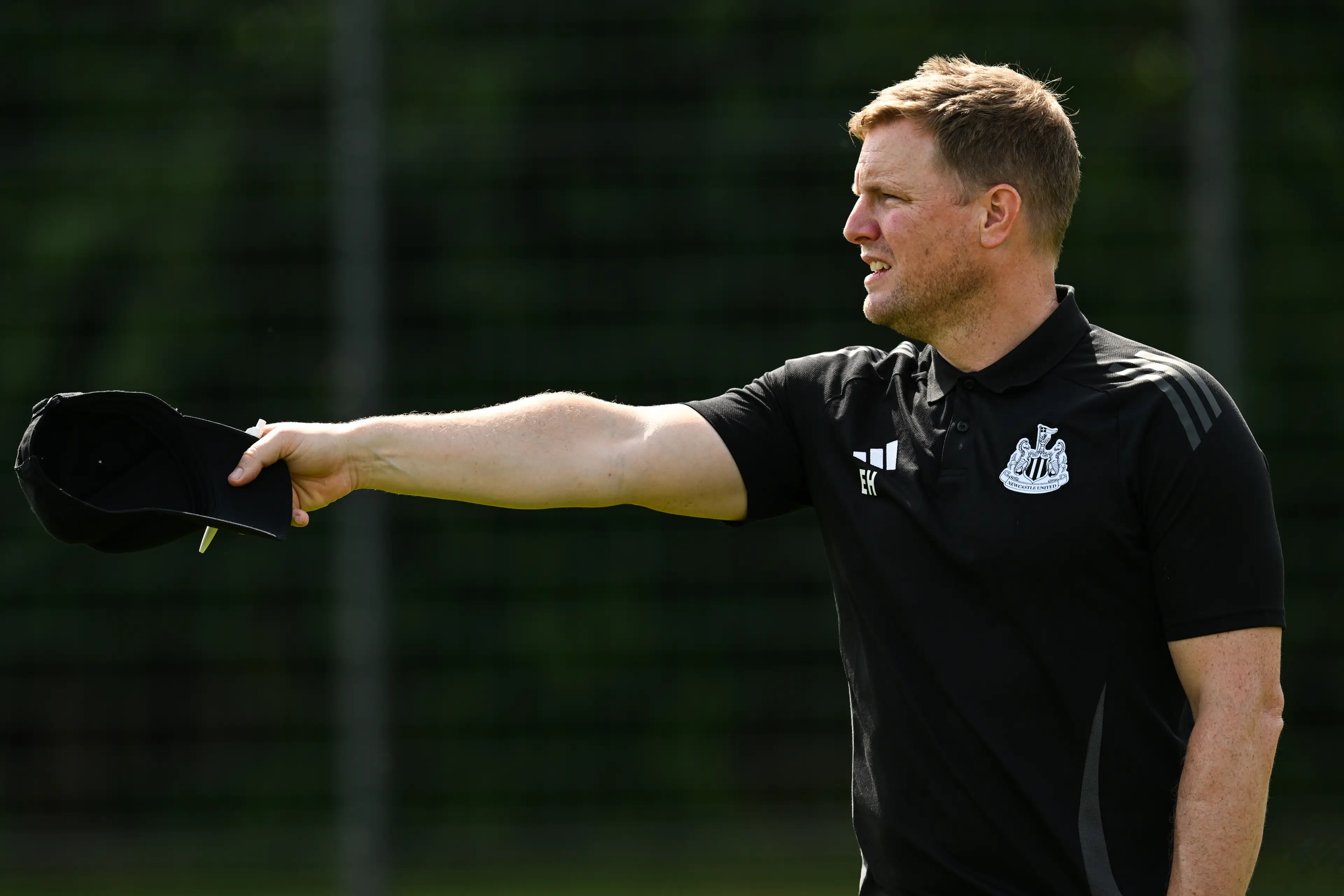 Eddie Howe during a pre-season Newcastle United training session. Image: Getty