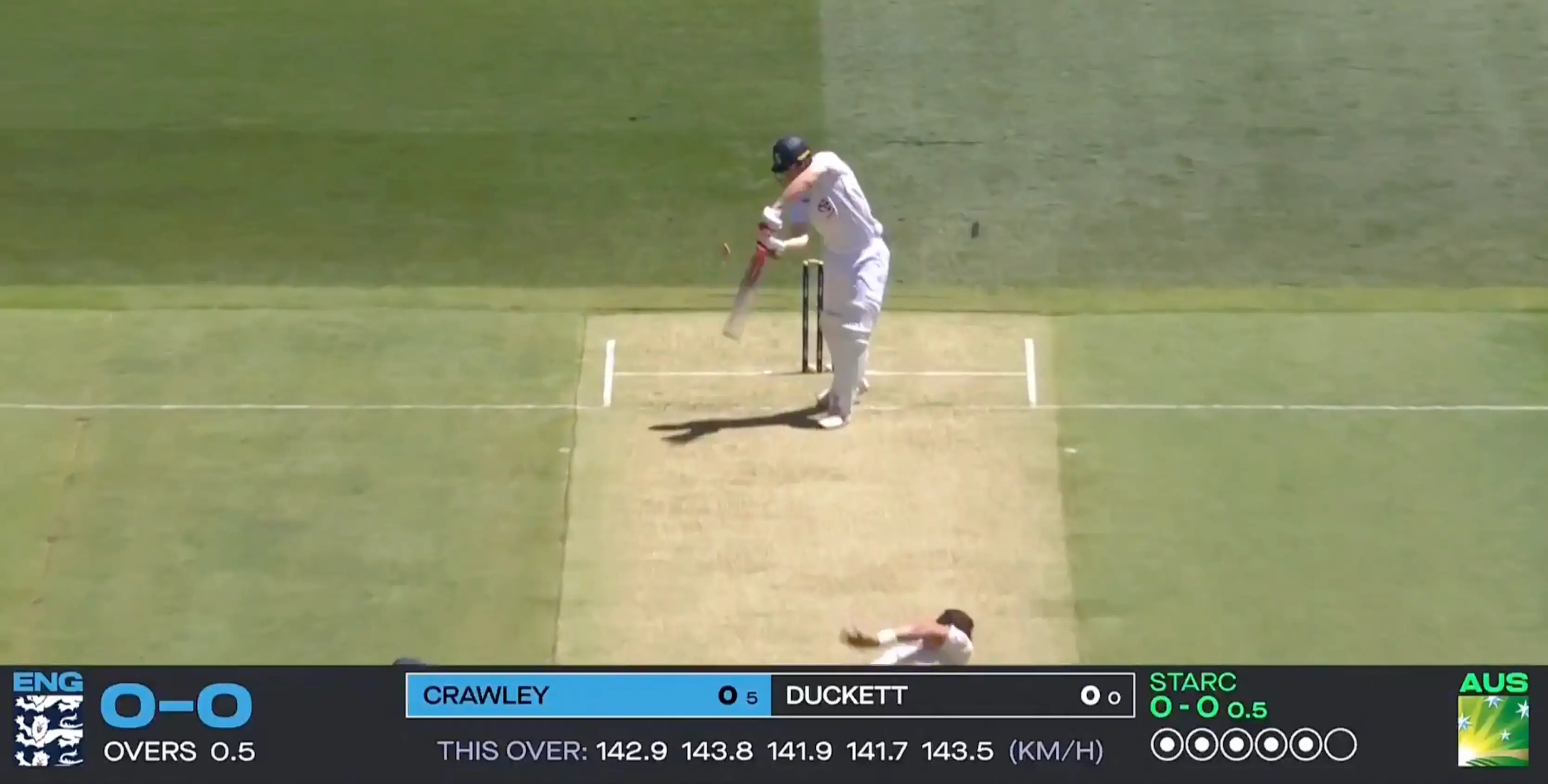 Zak Crawley recorded a pair in the first Ashes Test in Perth (Image: TNT Sports)