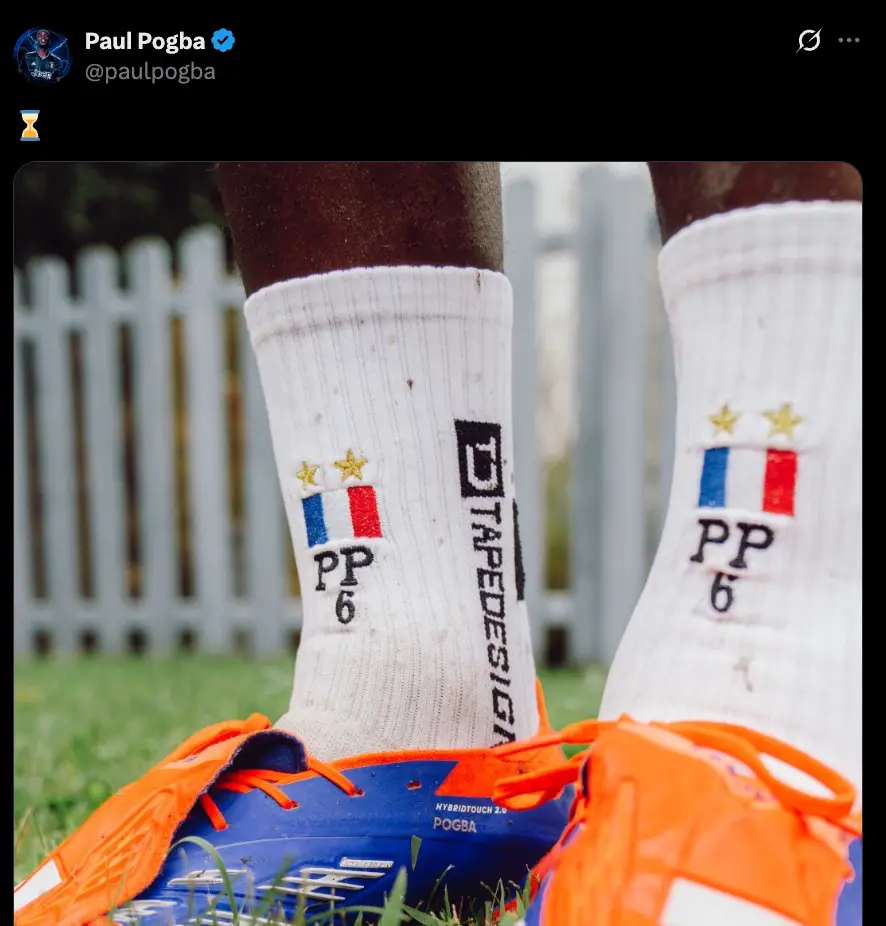 Pogba's most recent post on Twitter was in October 2024, after his appeal verdict was announced (Image: Twitter/@paulpogba)