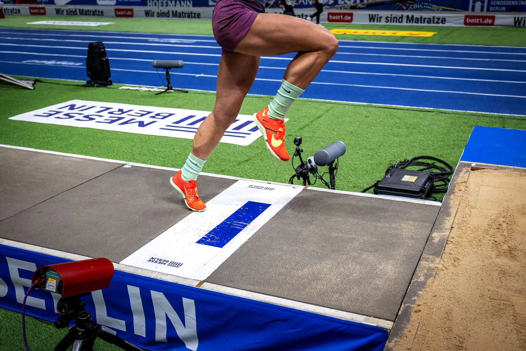 Long jumpers competing with the 'take off zone'. Image credit: World Athletics/ISTAF Indoor/Tilo Wiedensohler