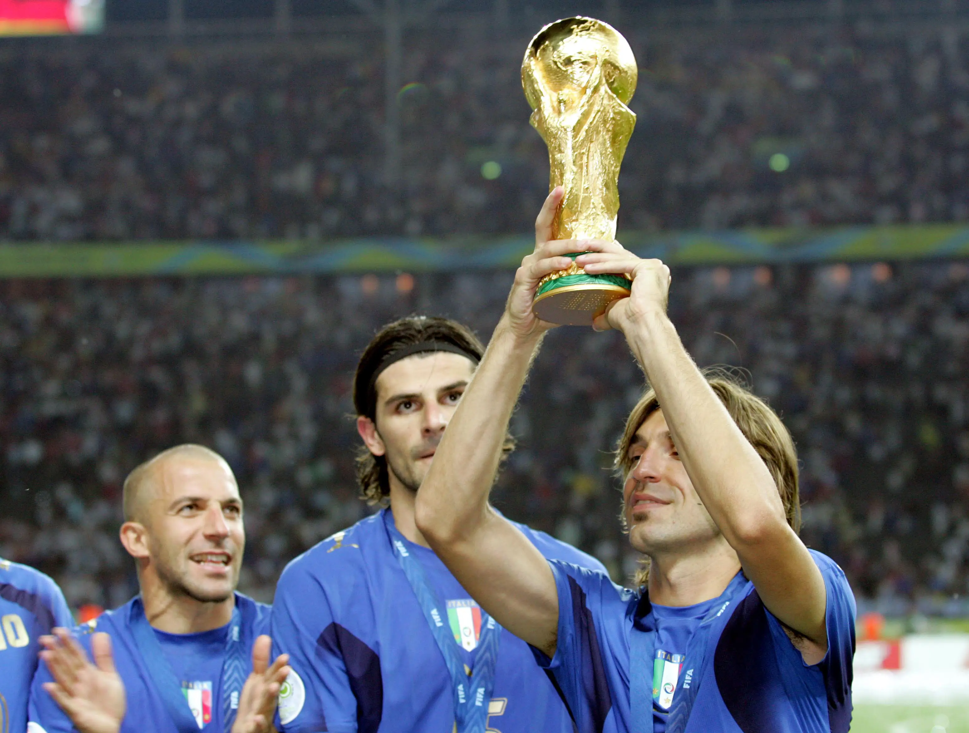 Andrea Pirlo lifts the World Cup in 2006. Image credit: Getty