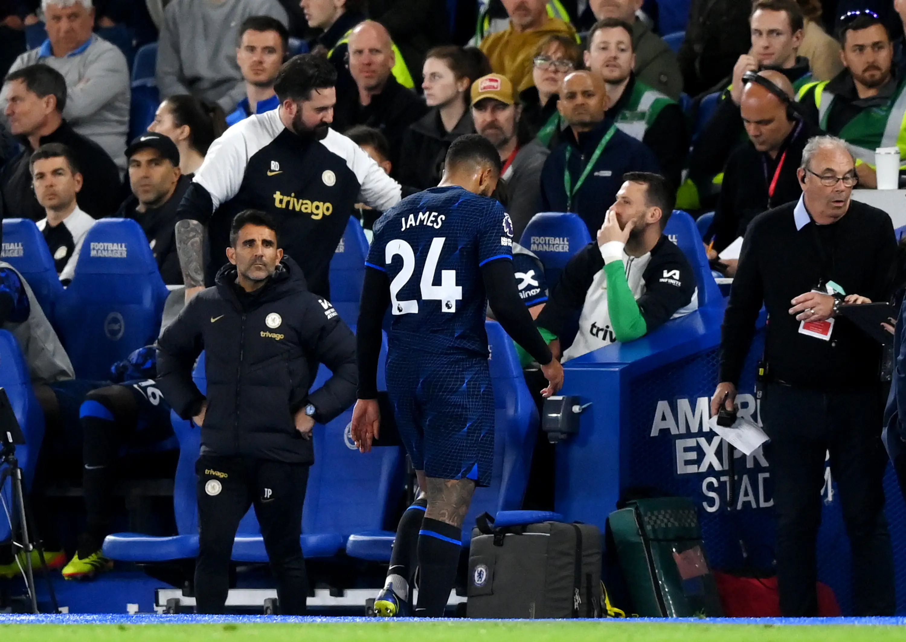 Reece James was shown a straight red card. (Getty)