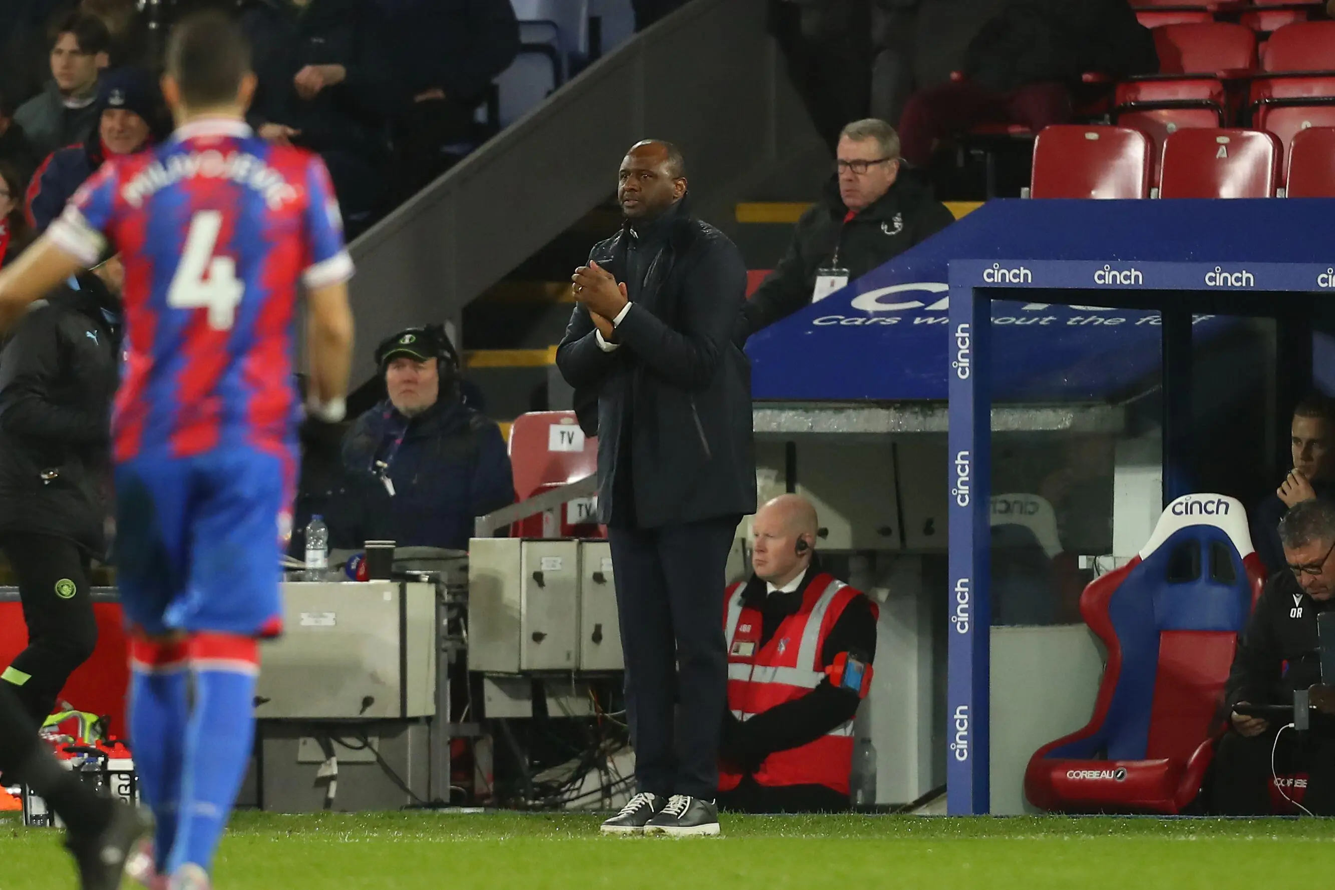Patrick Vieira on the touchline during his Crystal Palace stint. Image: Alamy