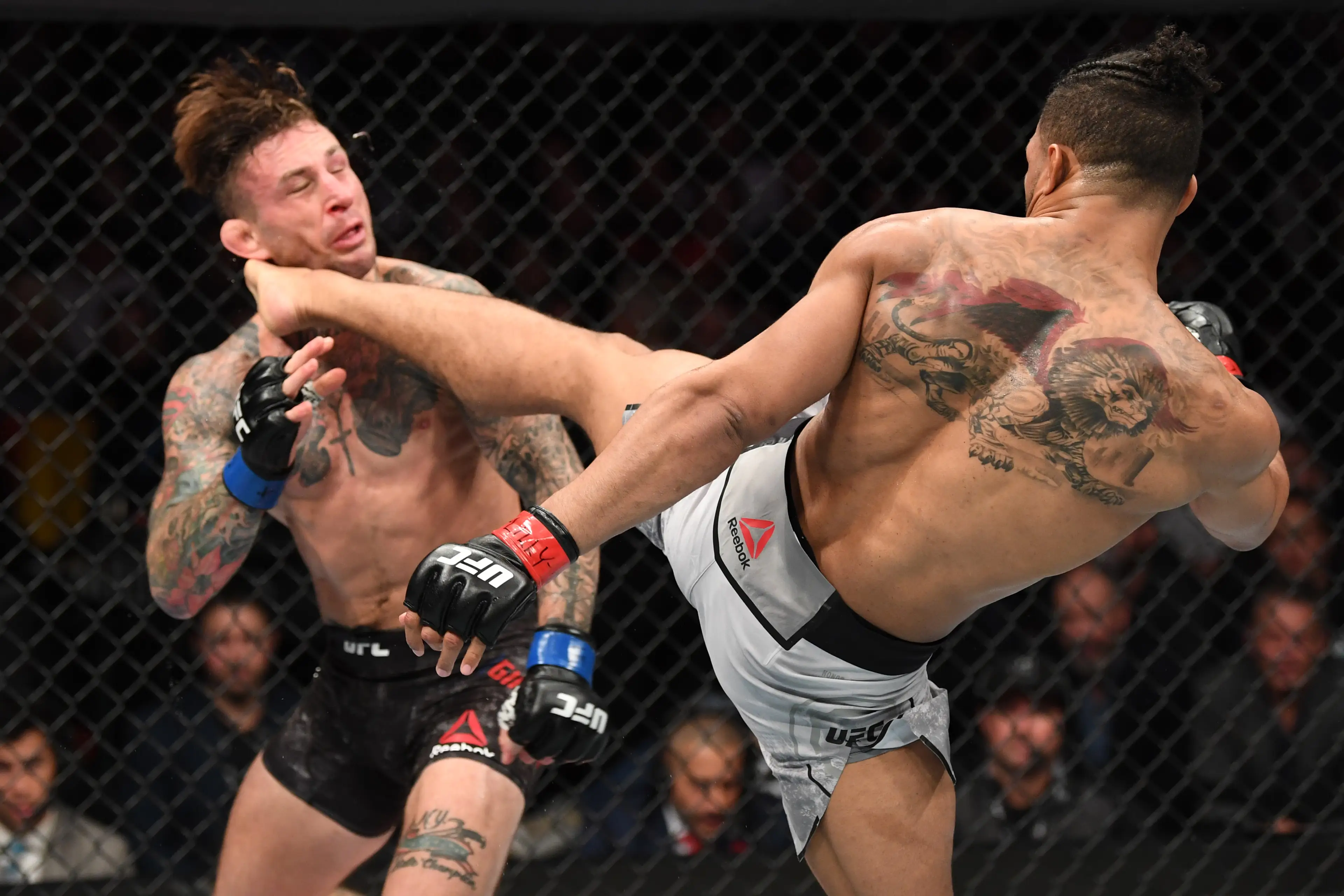 Gregor Gillespie suffered a nasty head-kick defeat to Kevin Lee at UFC 244. Image: Getty 